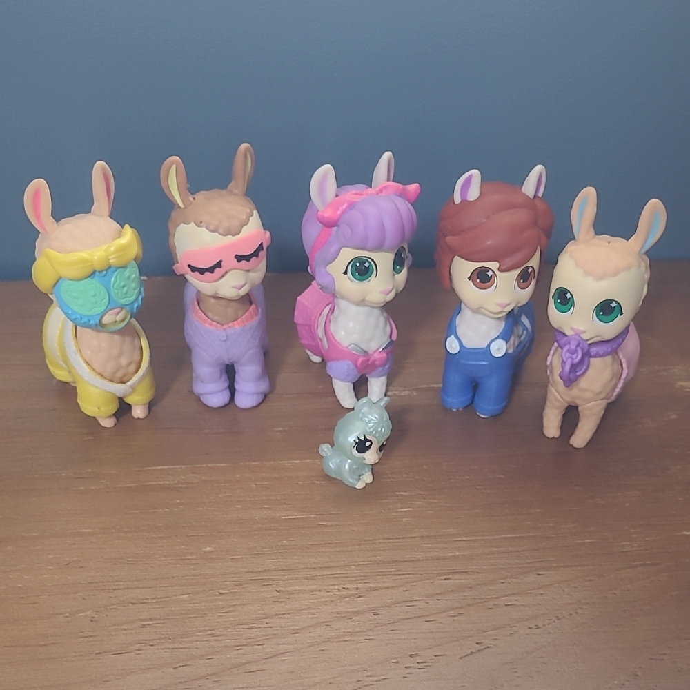 Colorful Llama Toy Set Of 6 + Bonus Stuffy